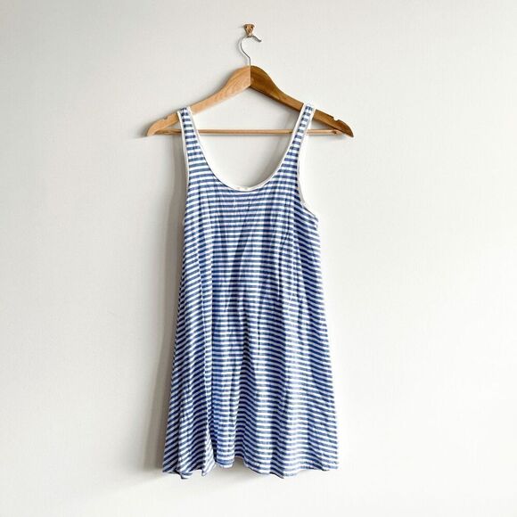 Cheap Monday Women Striped Chest Pocket Mini Tank Beach Dress Blue White Size XS - Picture 2 of 6